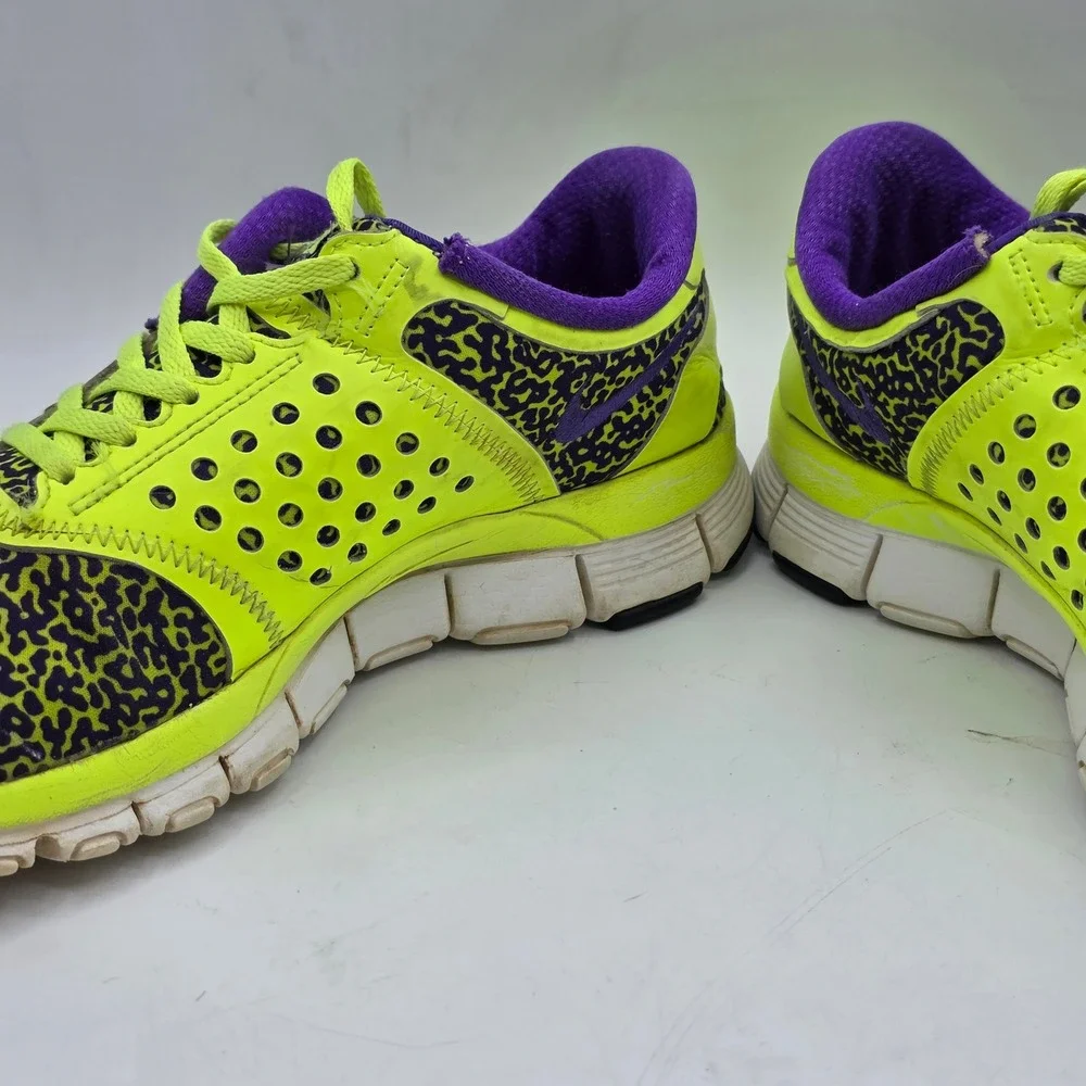 Nike Free 5.0 Running Shoes Mens 10 Volt Purple Safari Print 580590-708 Athletic